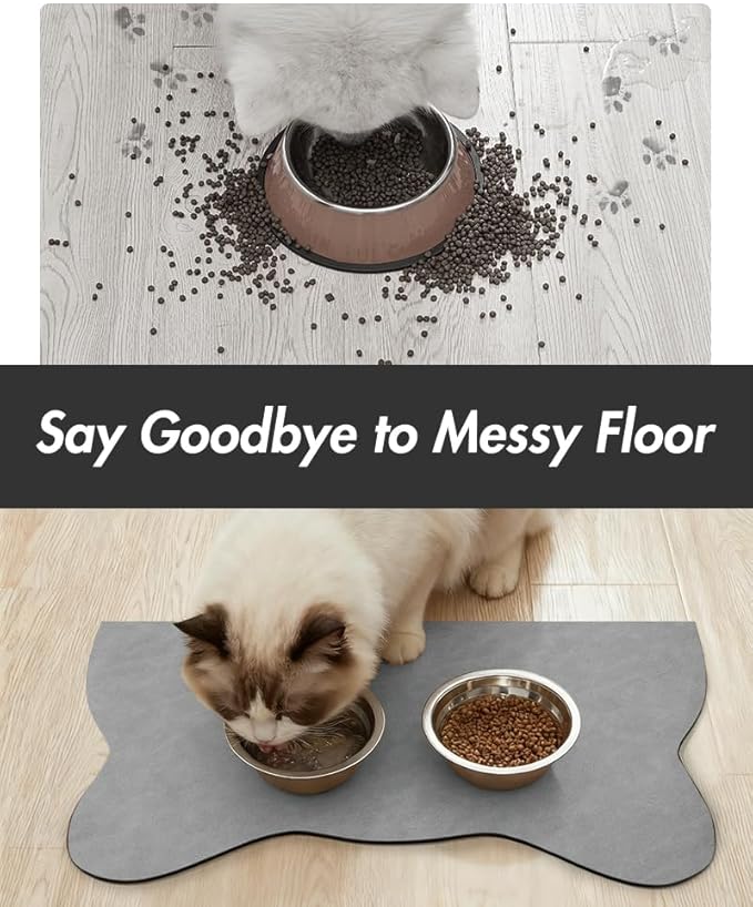Absorbent Dog Food Mat-Dog Cat Mat for Food and Water Bowl, Quick Dry Pet Food Mat, No Stains Pet Feeding Pad, Cat Accessories Pet Supplies-Water Bowl Mat for Messy Drinkers