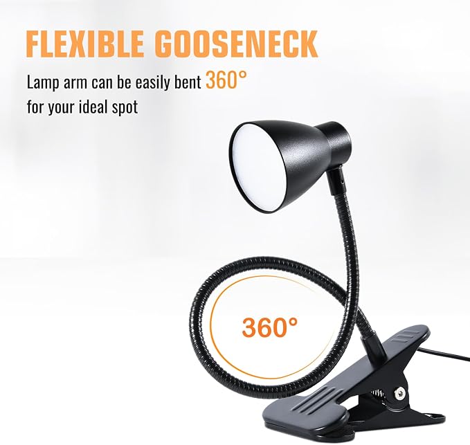 CRI 90+ Eye-Care Clip Light for Reading, 6W Small Clamp Lamp for Desk, Flexible - Image 9