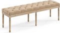 LUE BONA 60" Fabric End of Bed Bench, Upholstered Tufted French Bedroom Bench by LUEBONA