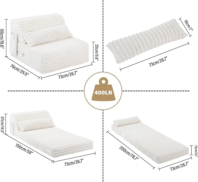 Folding Sofa Bed Convertible Sleeper Chair Mattress - Image 2