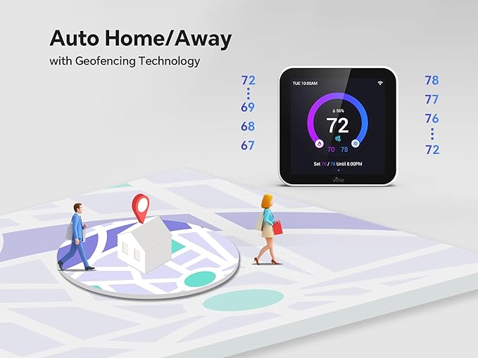 Vine Smart Thermostat - WiFi Programmable Thermostat for House - Compatible with Alexa and Google Assistant, 4.0" Touch Screen Christmas Valentine's Day Optional Wallpaper, C-Wire Required
