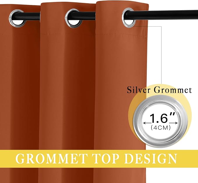 NICETOWN Blackout Burnt Orange Curtain 54 inches Long - Image 3