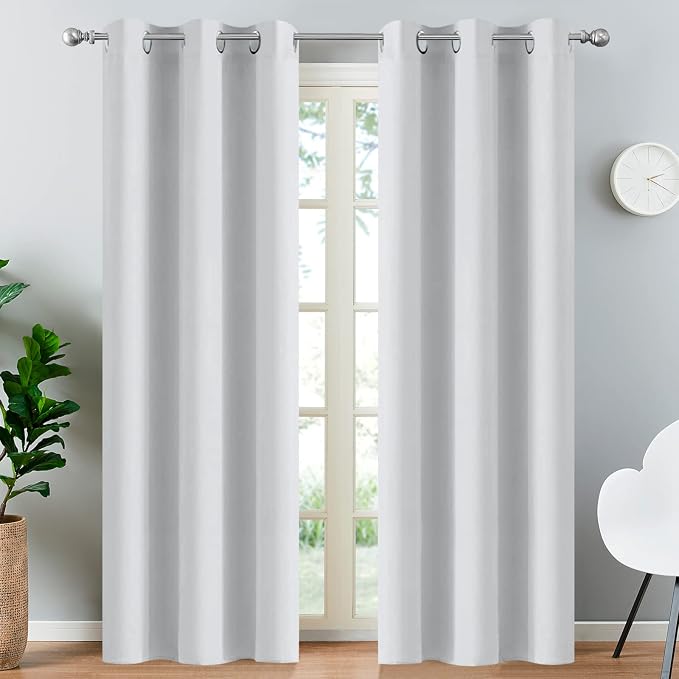 Yakamok Blackout Curtains 38x84 inch Greyish White Thermal Drapes-Bedroom | 2 by Yakamok