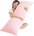 Full Body Pillow with Fluffy Stripe Faux Fur Removable Cover, Long Bed Pillow by Memfydu