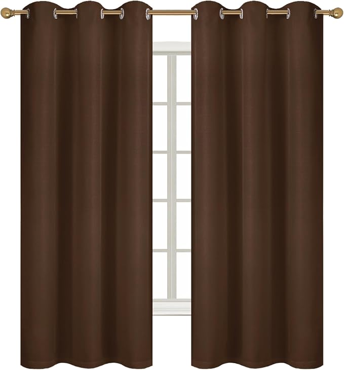 Diraysid 100% Blackout Curtains Chocolate Brown Linen Curtains - Image 3