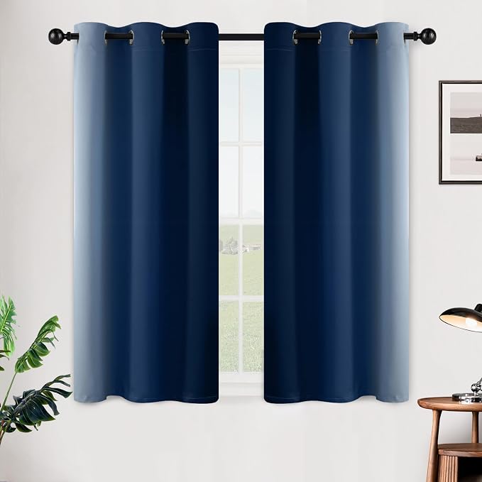 SimpleHome Ombre Blue to Grey White Curtains - Image 2