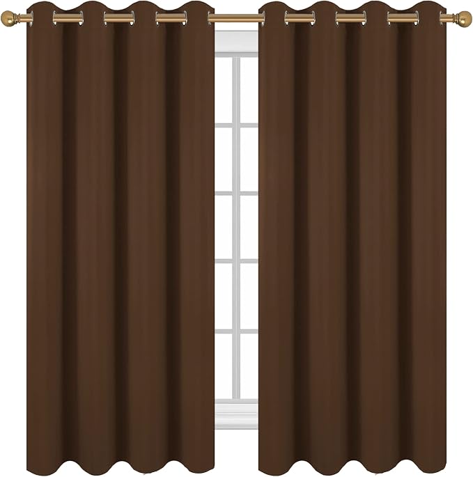 Diraysid Chocolate Brown Grommet Blackout Curtains - Image 2