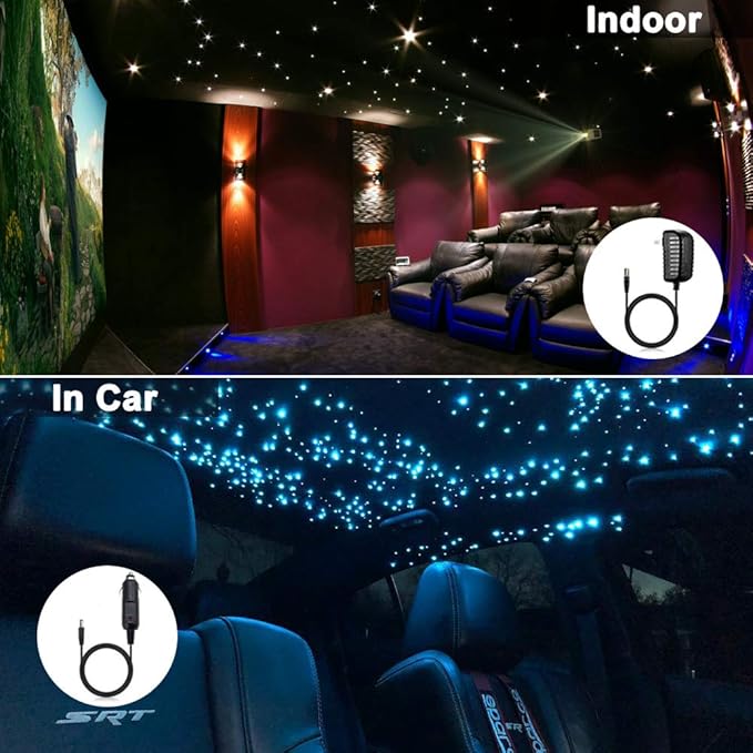 AMKI 16W Bluetooth Twinkle Fiber Optic Star Ceiling Lights Lamp Kit, LED RGBW Engine Driver APP/Remote Control (430pcs(0.03in+0.04in+0.06in)9.8ft)