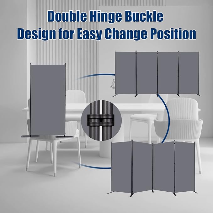 Room Divider 4 Panel-136''Wide, 6FT Room Dividers and Folding Privacy Screen | - Image 5