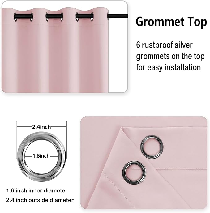 DWCN Pink Blackout Curtains 84 inch Length - Image 5