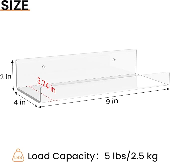 upsimples 9" Acrylic Shelves, Small Shelf - Image 3