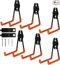 CRXCRC Garage Hooks, 6 Pack Medium Square Wall Hooks for Hanging Heavy Duty Ladders, Bikes, Tools Ideal for Garage, Garden, Basement Utility Room Storage (Orange)