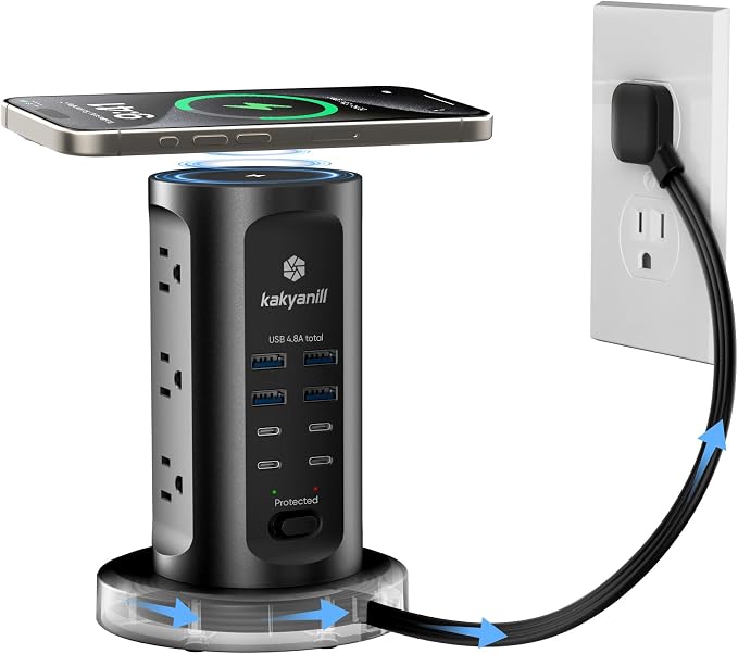 Kakyanill 30W USB Charging Station, Power Strip Tower by kakyanill