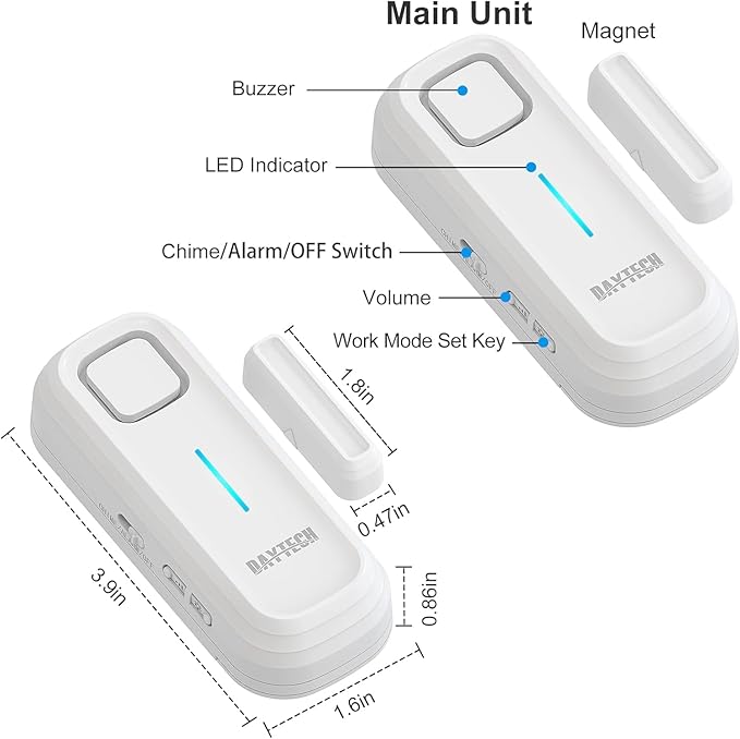 DAYTECH Refrigerator Door Alarm Freezer Door Left Open Alarm with Delay 1/2/3/4 mins Window Door Ajar Alert Fridge Alert 0 to 120 dB for Freezer Home Store Business Office 3 Sets White