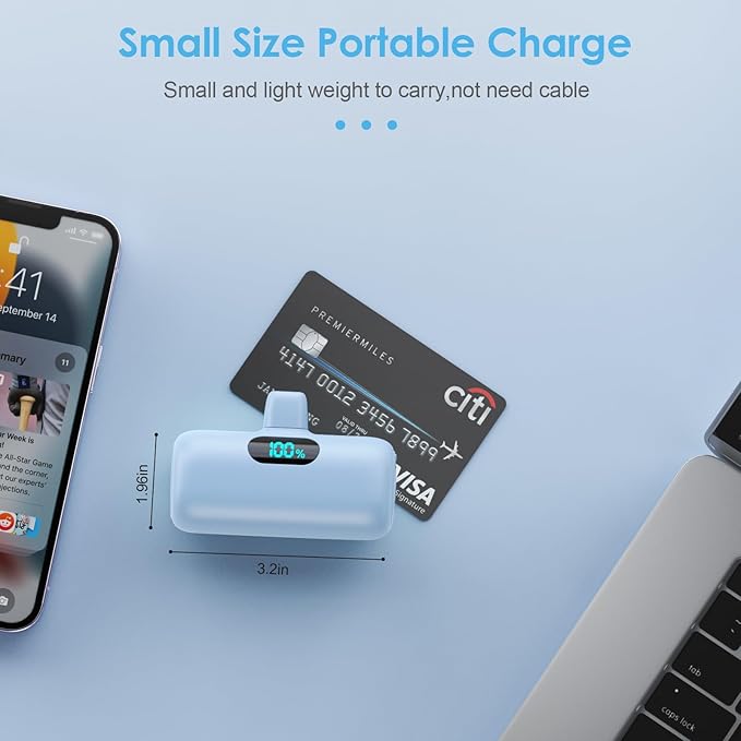 Mini Portable Charger USB C Power Bank,Upgraded 5000mAh PD Fast Charging Battery Pack Built-in USB-C Connector Travel Essential for iPhone17/17Pro/17Pro Max/Air/16 Plus/16Pro Max/15 Series,Android etc
