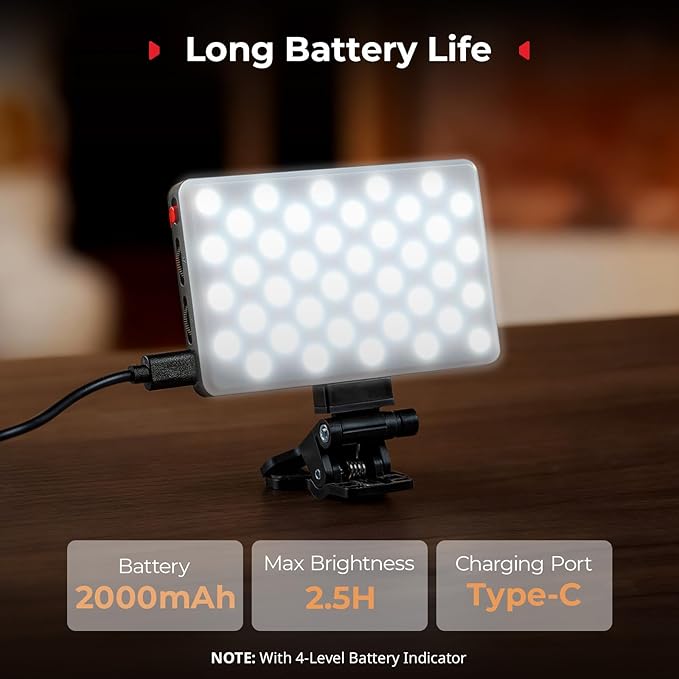 SmallRig M3 Magnetic Selfie Phone Light with Clip, 120 LEDs 2000mAh Rechargeable, 2700K-6500K, Portable Content Creators Light for Video Recording, for iPhone/Laptop/Camera/Webcam (Ink Blue) - 5505