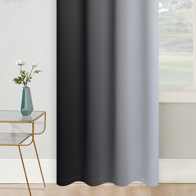 COSVIYA Grommet Ombre Black Room Darkening Curtains 45 inch - Image 6