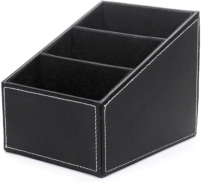 Black PU Leather Remote Controller Holder TV Guide CD Caddy Organizer - Image 2