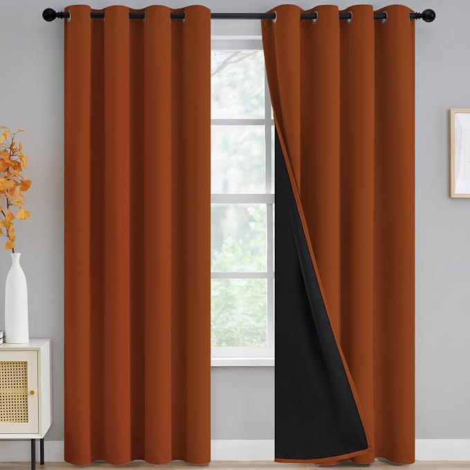 Yakamok Burnt Orange Blackout Curtains 96 inches Long by Yakamok