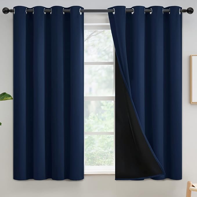 Yakamok Navy Blue Blackout Curtains 54 inches Long by Yakamok