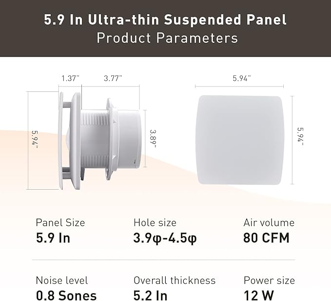 Hehou Bathroom Exhaust Fan for Wall and Super Quiet 4 In Window Exhaust Fan with O Ring White 80 CFM Bathroom Vent Fan