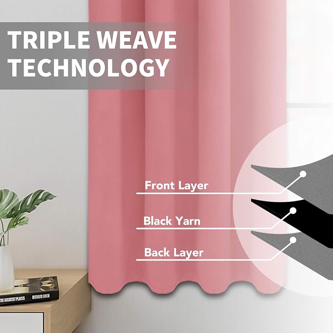 Easy-Going Thermal Grommet Blackout Curtains, 2 Panels 52x63 in, Noise Reduction - Image 3