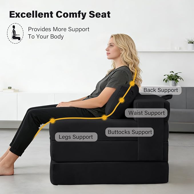 Folding Sofa Bed Chair, 4-Fold Convertible Sleeper Chair - Image 5