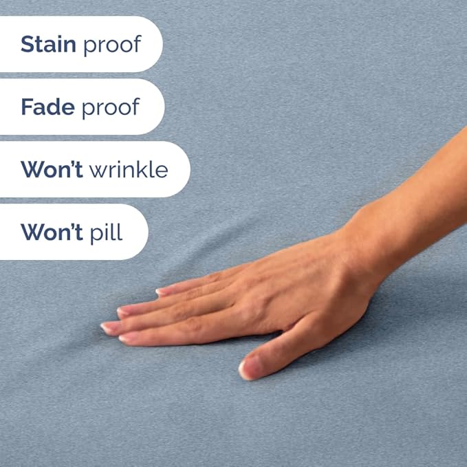 RV Short Queen Sheet Set 60 X 75 - 4 Piece RV Short Queen Bed Sheets - Soft, Breathable & Cooling - Designed for Bunks, Trailers & Campers - Fits 8” to 12" Mattress - Luxury Bedding - Heathered Blue