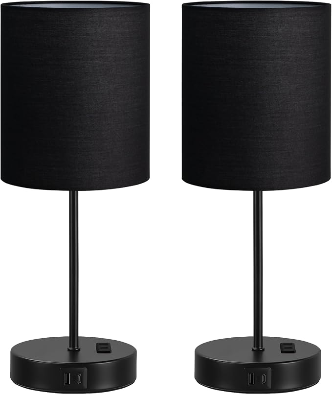 17.6" Black Touch Lamps for Bedroom Set of 2 - Image 9