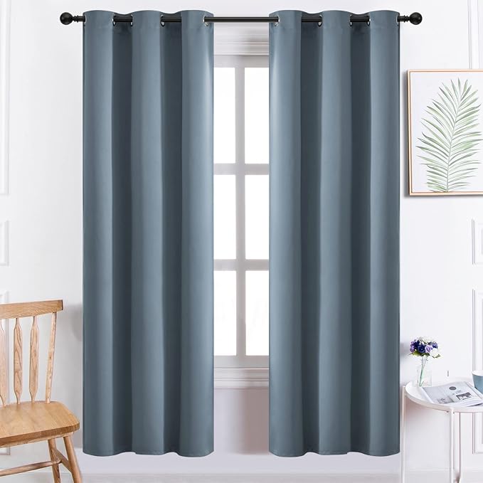 Yakamok Blackout Curtains 38x72 inch Stone Blue Thermal Drapes-Bedroom | 2 by Yakamok