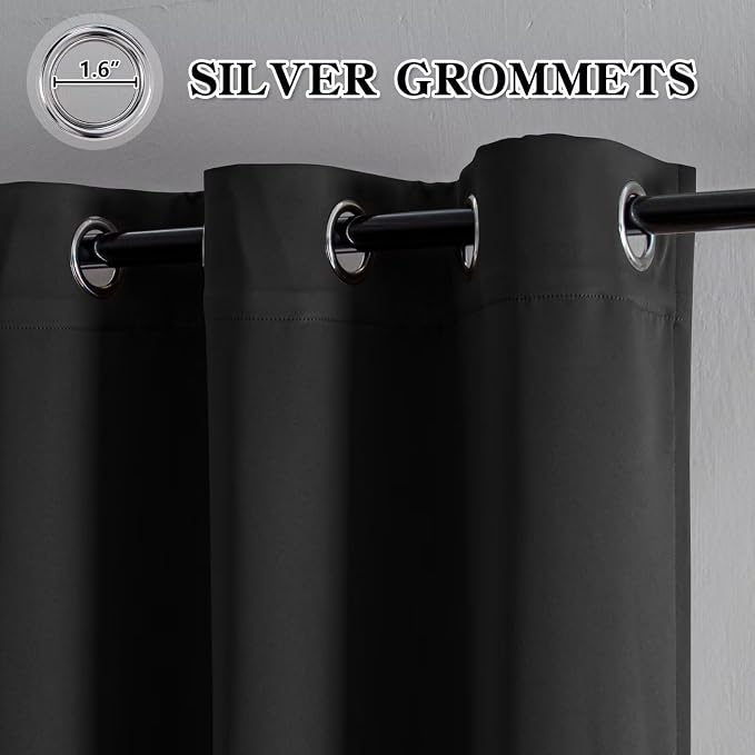 IGEMAEVE Blackout Curtains for Bedroom Grommets Dark Grey 52" W x 84" L | - Image 2