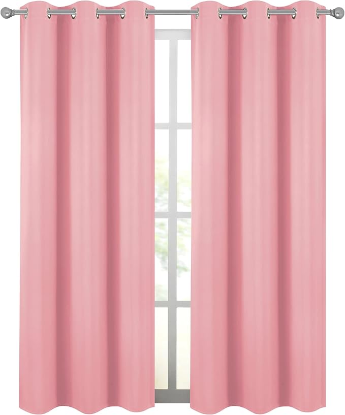 Diraysid Pink Grommet Blackout Curtains - Image 2