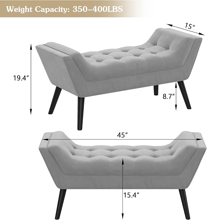 Tufted Bed Bench Fabric Ottoman Footstools - Image 2