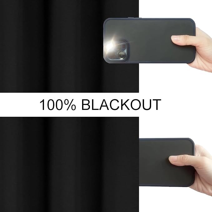 100% Blackout Curtains 52 x 72 Inch/Black Curtains 2 Panels - Image 3