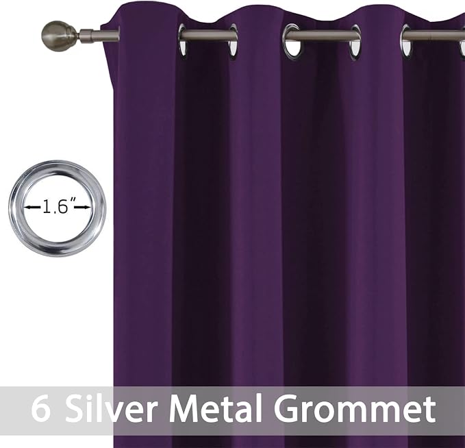 Yakamok Blackout Curtains 38x84 inch Purple Thermal Drapes-Bedroom | 1 panel - Image 3