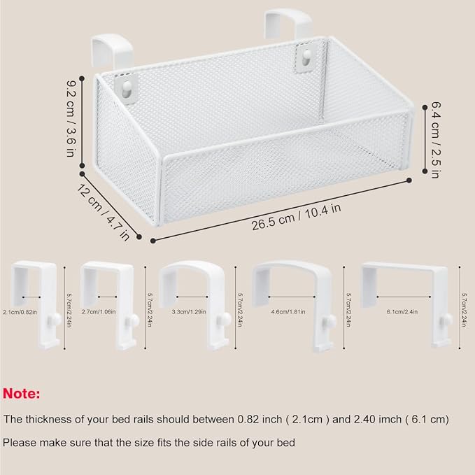 Bedside Shelf Bunk Bed Organizer Shelf Hanging Storage Metal Basket Phone Holder - Image 2