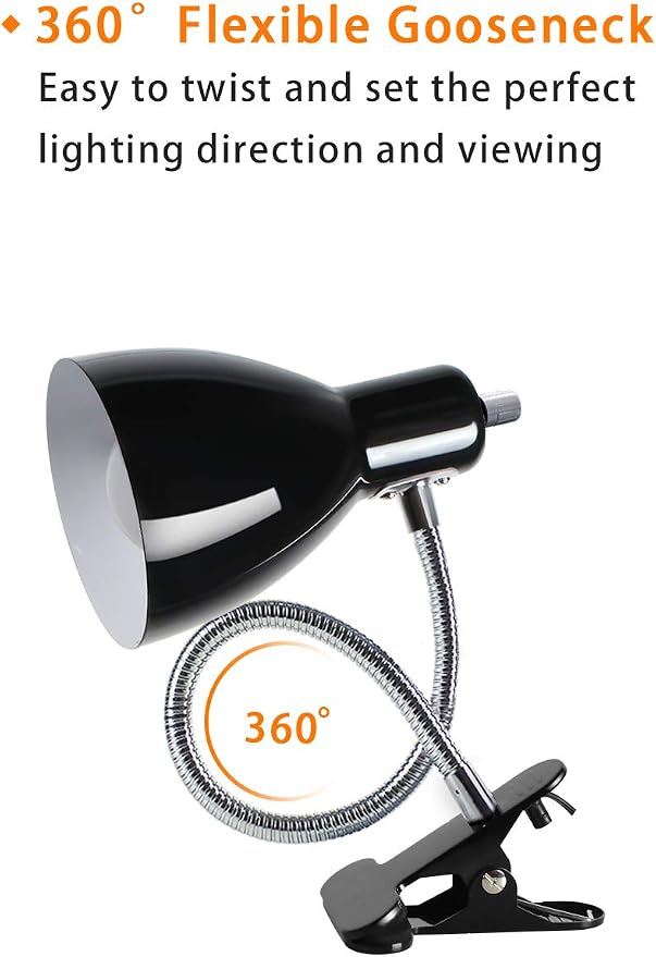 Desk lamp Eye-Caring Table Lamps, 360°Rotation Gooseneck Clip on Lamp Reading - Image 4