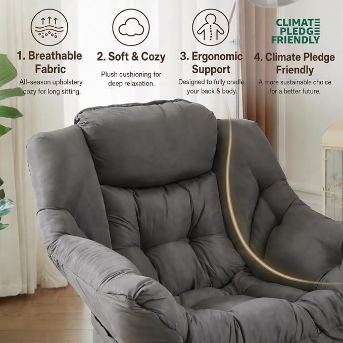 HollyHOME Lazy Chair with Armrest and Side Pocket, Comfy Accent Lounge Chair - Image 6