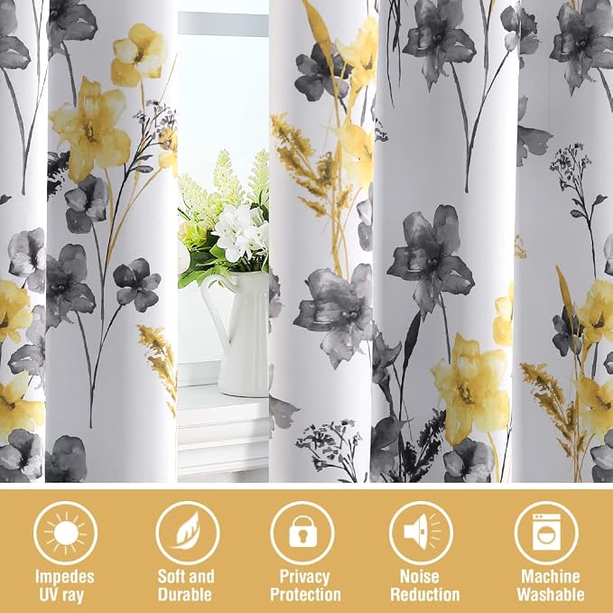 H.VERSAILTEX 100% Blackout Curtains 84 inch Length 2 Panels Set Cattleya Floral - Image 7