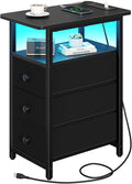 Yoobure End Table with Charging Station, LED Narrow Side Table Bedside Table by Yoobure