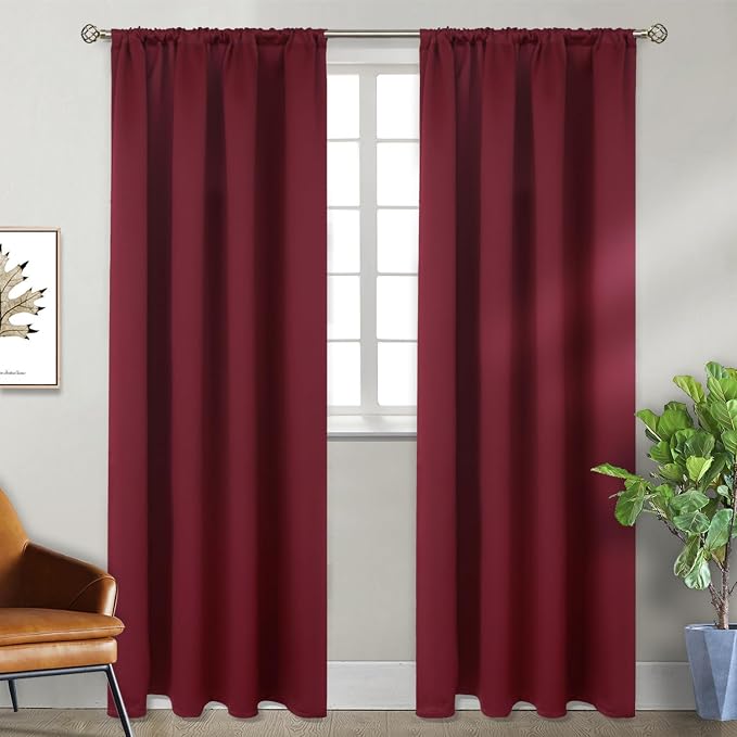 BGment Burgundy Blackout Curtains 84 Inch Long - Image 6