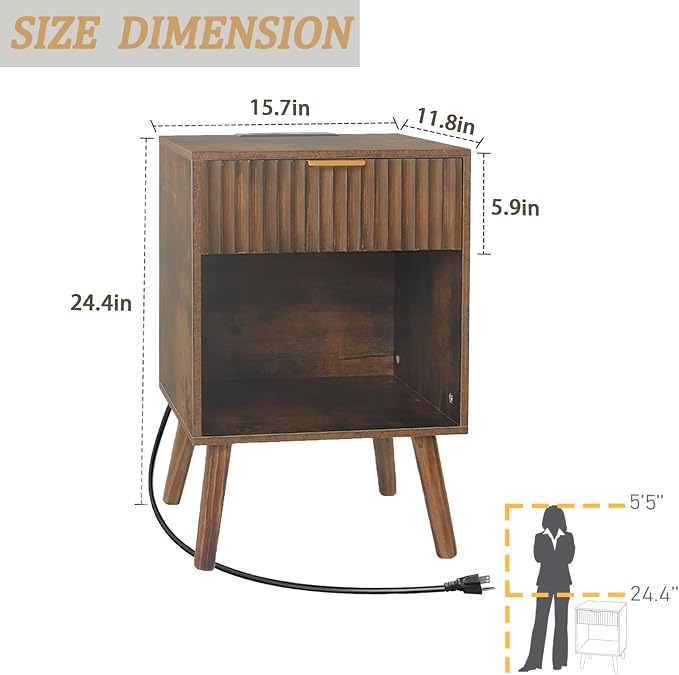 Fultyle Mid Century Modern Nightstand - Image 4