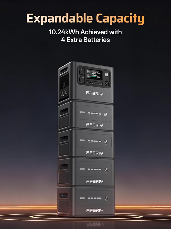 AFERIY 4096Wh Portable Power Station,P280 with 1 Extra Battery,120V 2800W Expandable Capacity LiFePO4 Battery Backup,Solar Generator for Home Use,Outdoor Camping,Power Outage,Camping,RV,Emergencies