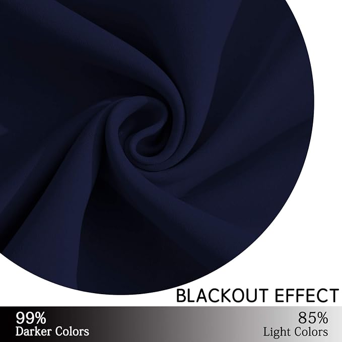 Yakamok Room Darkening Grommet Window Blackout Drapes Thermal Insulated Navy - Image 6