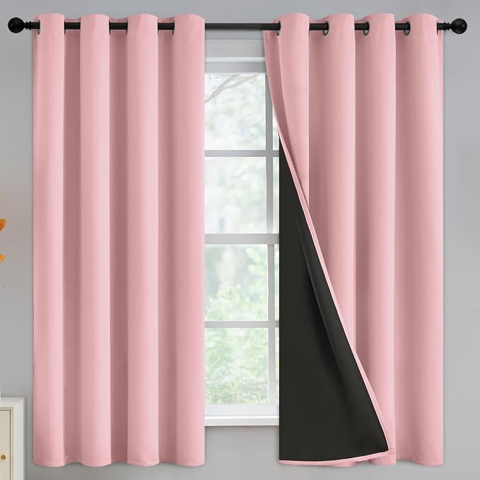 Yakamok Peach Pink Blackout Curtains 63 inches Long by Yakamok