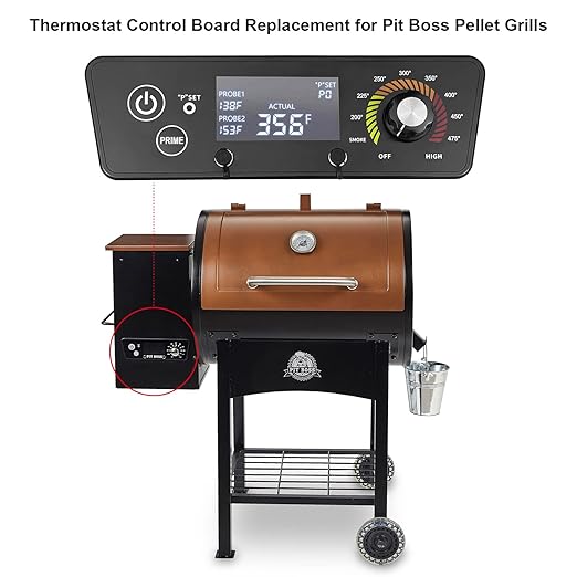 Upgraded Control Board for Pit Boss Wood Pellet Grills, Pit Boss Control Panel Thermometer Controller Replacement Compatible with Pit Boss P7-340/700/1000/540/440FB1 Matte Black with LCD Display