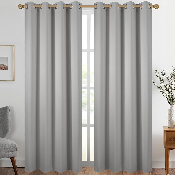 Diraysid Light Grey Grommet Blackout Curtains by Diraysid%2C+refresh+your+life