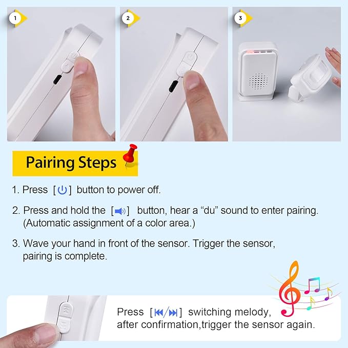Motion Sensor Alarm Motion Detector Alarm Doorbell Indoor Alarms Business Door Entry Chime Multifunctional Door Alarms Wireless Detector with LED Indicator & Vibration (1 Sensor + 2 Receiver)