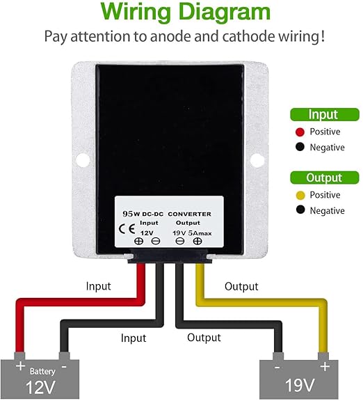 Gebildet DC/DC Converter 12V Step Up to 19V 5A 95W Voltage Regulator, Power Adapter Voltage Booster, Power Supply Module Boost Transformer