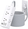 Flat Plug Extension Cord 25Ft, One Beat 900J Surge Protector Power Strip 25 Ft by OneBeat